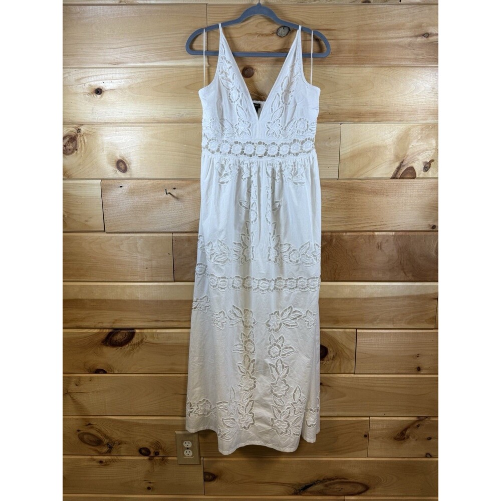 Anthropologie Vineet Bahl Sleeveless V-Neck Floral Cutwork Midi Dress Medium NWT